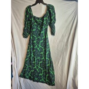 Peter Som Collective Green Black Floral Print Dress - Size‎ 4